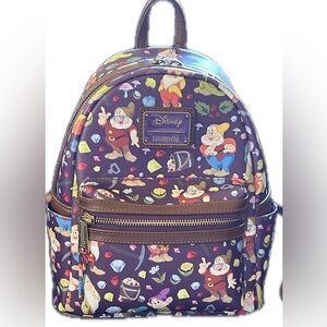 Loungefly Disney Snow White Seven Dwarfs Mini Backpack Purple EUC 💎
